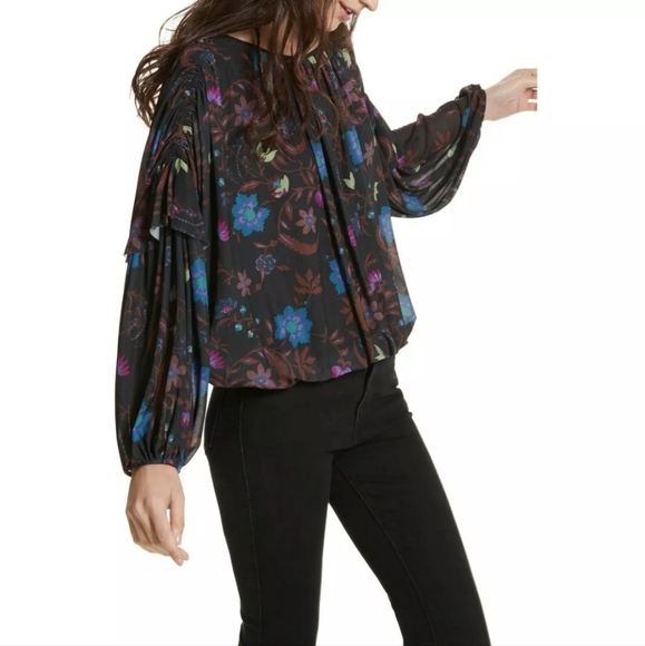 Free People Wildflower Honey Floral Boho Top - Picture 1 of 10